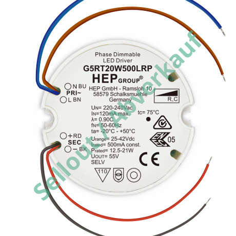 DRIVER LED CC 20W 500mA DIMMABLE TRIAC | G5RT20W500LRP