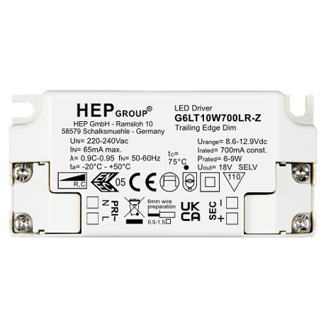 DRIVER LED CC 10W 250mA DIMMABLE TRIAC | G6LT10W250LR-Z