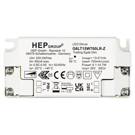 DRIVER LED CC 15W 350mA DIMMABLE TRIAC | G6LT15W350LR-Z