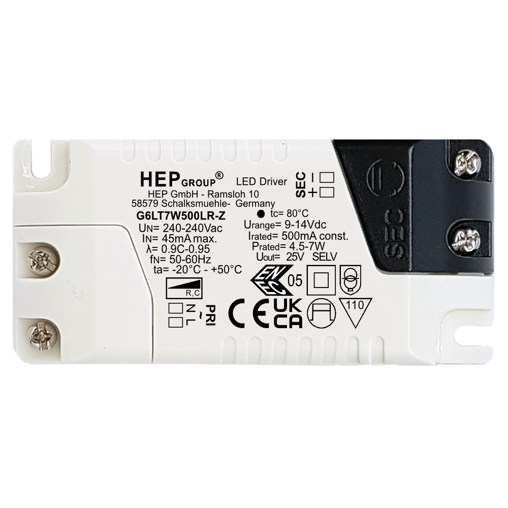 DRIVER LED CC 7W 500mA DIMMABLE TRIAC | G6LT7W500LR-Z