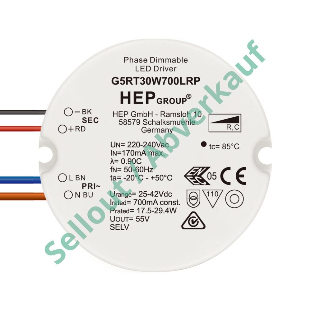 LED DRIVER CC 30W 700mA DIMMABLE TRIAC | G5RT30W700LRP