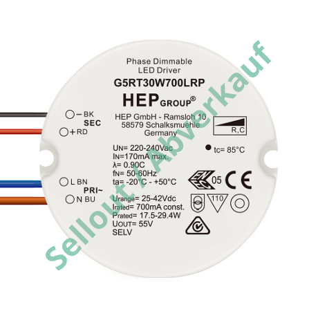 DRIVER LED CC 30W 700mA DIMMABLE TRIAC | G5RT30W700LRP
