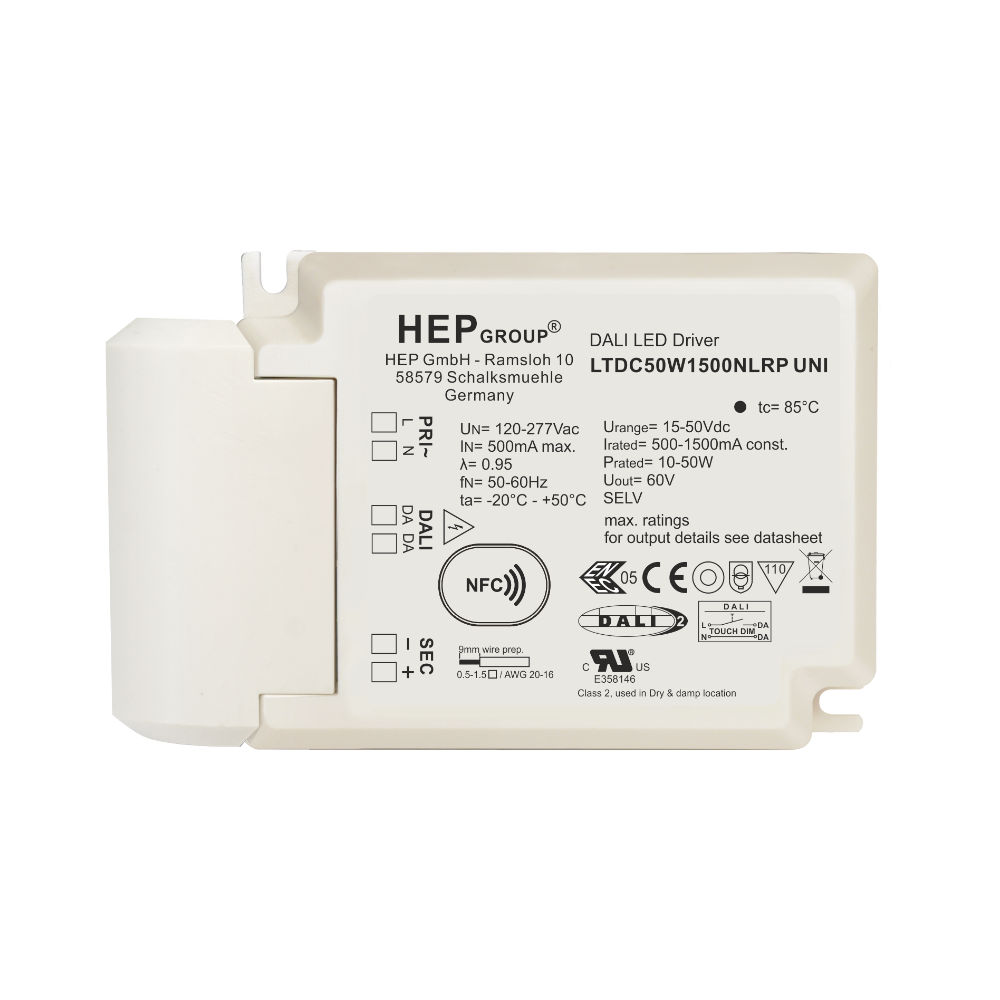 DRIVER LED CC 50W 1500mA DIMMABLE DALI-2 DT6 NFC | LTDC50W1500LRP