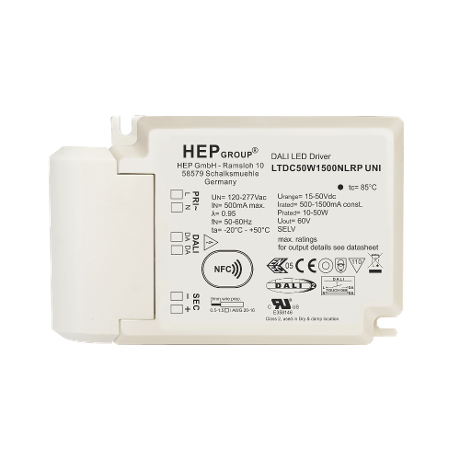 DRIVER LED CC 50W 1500mA DIMMABLE DALI-2 DT6 NFC | LTDC50W1500LRP