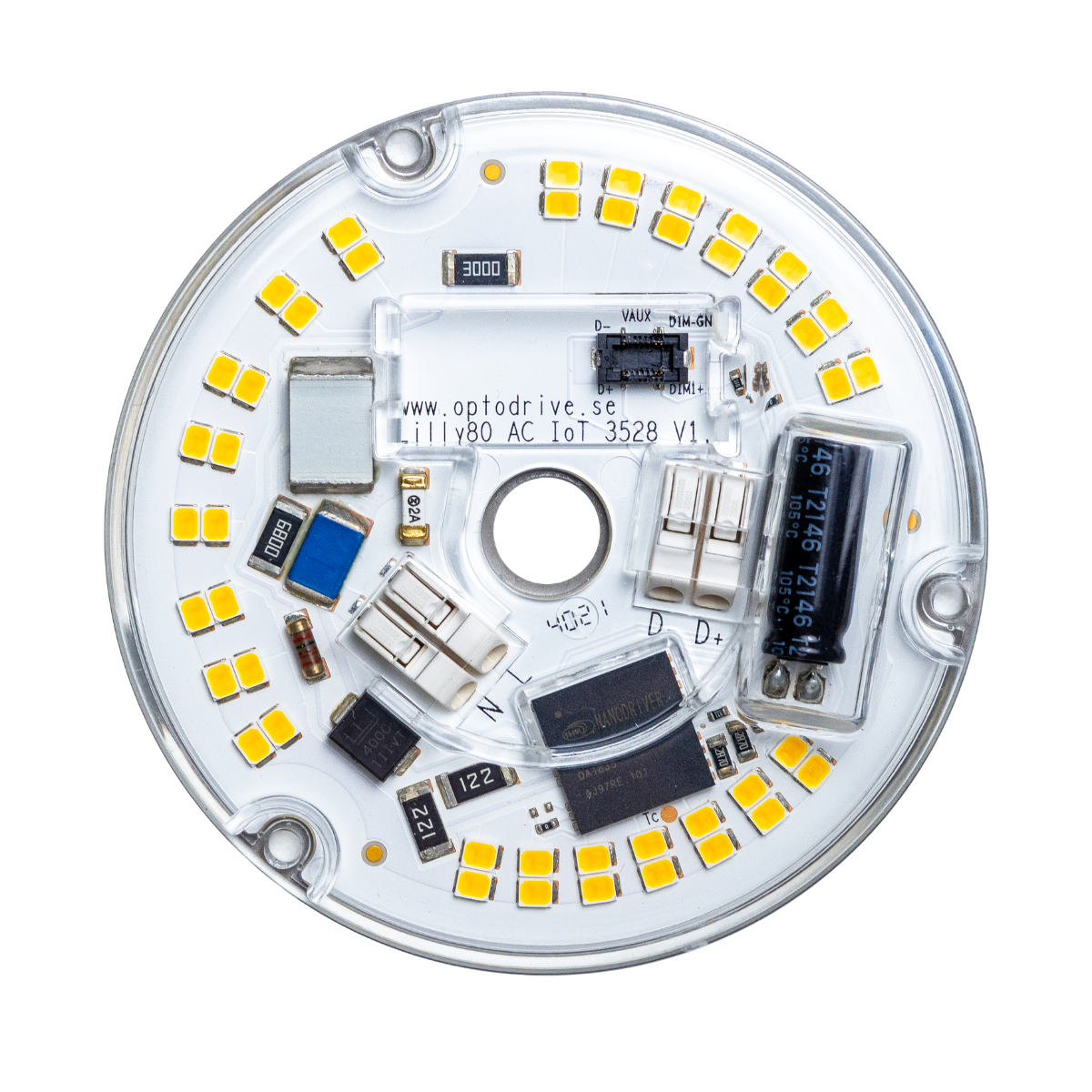 MÓDULO LED 230VAC CIRCULAR IOT 10W 3000K CRI90 Ø80MM 130°