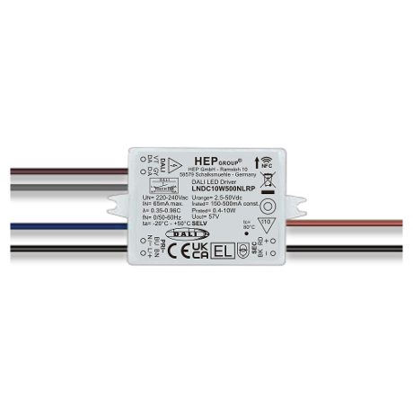 DRIVER LED CC 10W 500mA DIMMABLE DALI-2 DT6 NFC | LNDC10W500NLRP