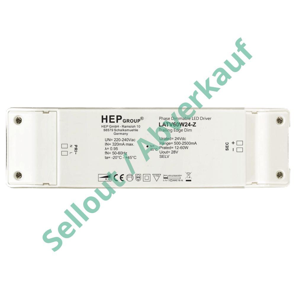 DRIVER LED CV 60W 24V DIMMABLE TRIAC | LATV60W24-Z