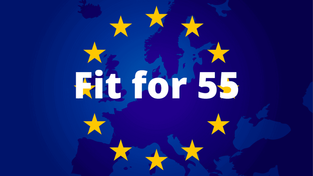 Ilustración “Fit for 55” de la UE para proyectos de iluminación con control DALI/Casambi/D4i y cumplimiento EPBD